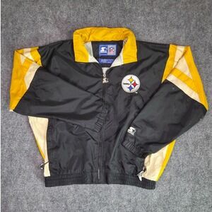 Vintage 90s Pittsburgh Steelers Jacket Mens L Starter Windbreaker Colorblock NFL